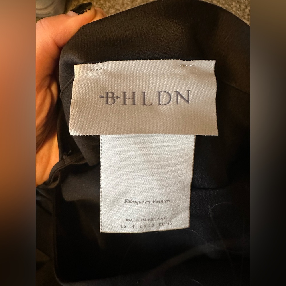 BHLDN black satin maxi dress with slit - Picture 5 of 7